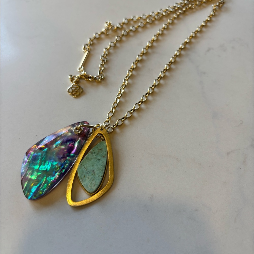 Kendra Scott McKenna Gold Charm Necklace with Abalone